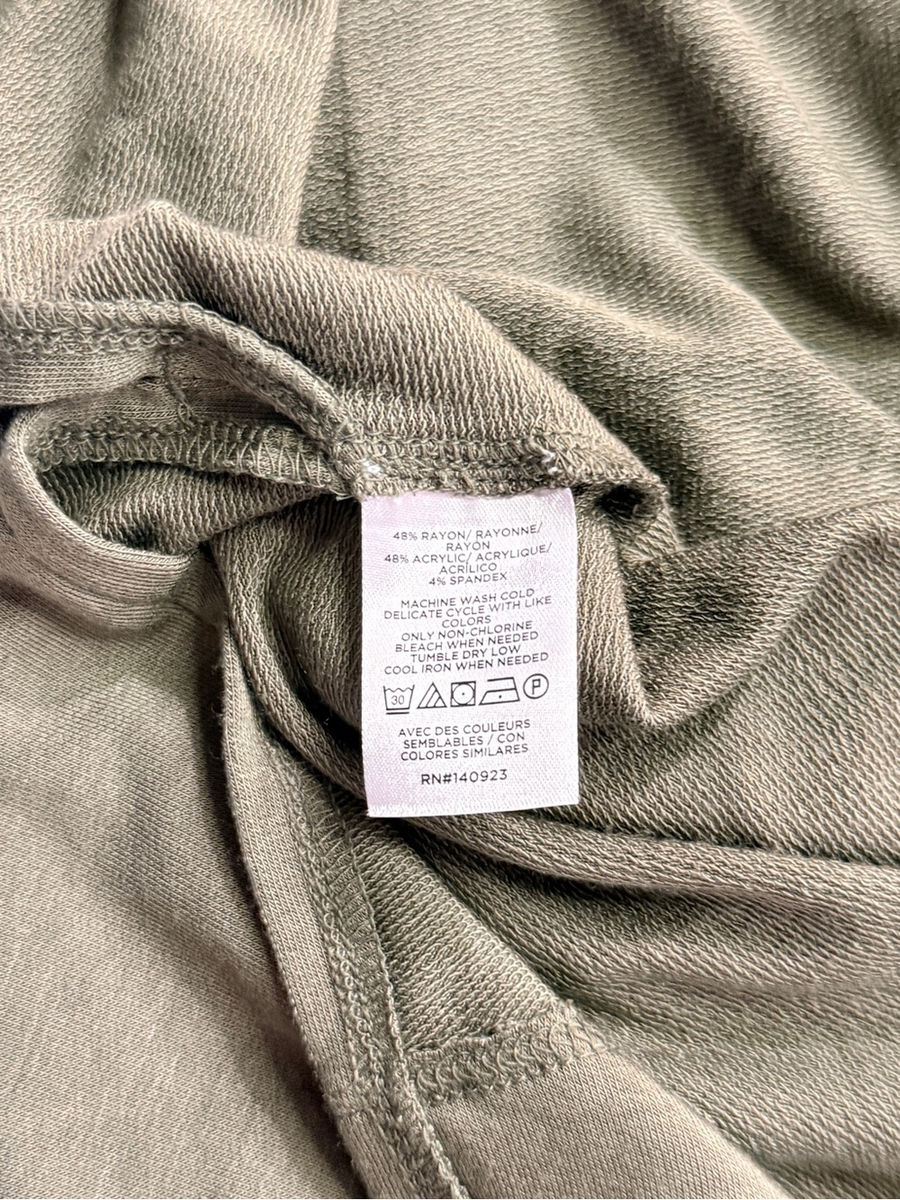 LOFT Outlet Women’s Olive Short-Sleeve Drawstring Hoodie Size S - Picture 9 of 9